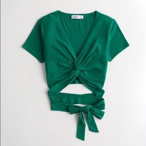 Hollister Hunter Green Tie Crop Top